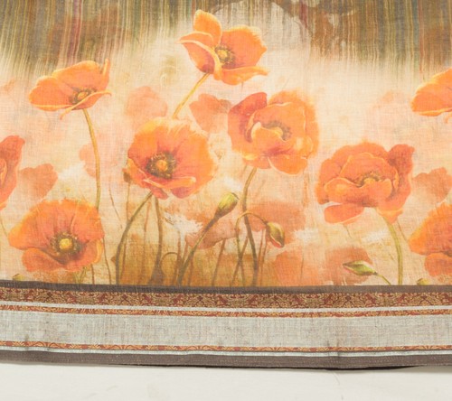 Sushila Vintage Multi-Color Floral Saree Blend Woolen Woven Winter Sari Fabric - Picture 7 of 11