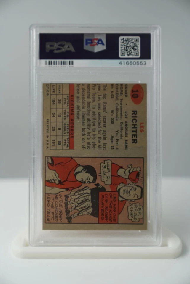 Vintage 1957 Topps Card #10 Les Richter - Graded PSA 7 MC - Image 2 of 2