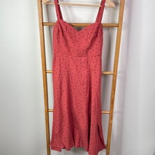 Atmos & Here Dress Womens 10 Red Black Polka Dot Sleeveless Babydoll Fit & Flare