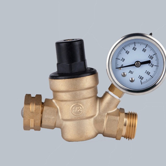 Brass Water Pressure Regulator Valve Knob RV Plumbing Hookup Hardware w