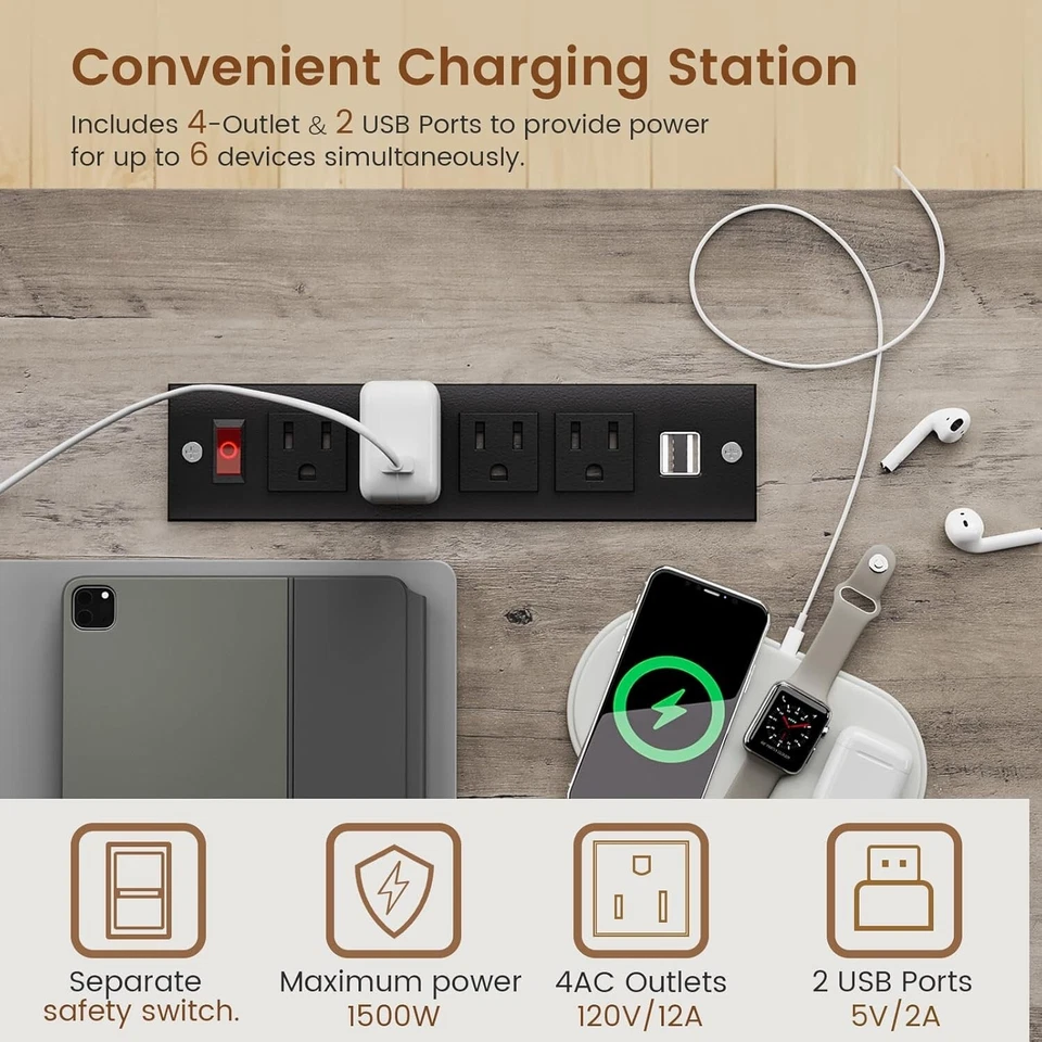 Escritorio Ejecutivo 55", Escritorio de Computadora de Granja con Cajones de Almacenamiento para Oficina en Casa Foto 3 de 4