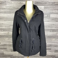 Ymi Snap & Zip Up Collar Black Wool Blend Jacket W/ Lining Women's Size Large