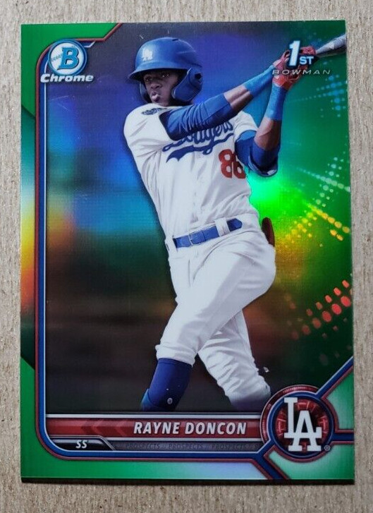 2022 Bowman CHrome Prospects Green Refractor Rayne Doncon /99 Dodgers #BCP-202