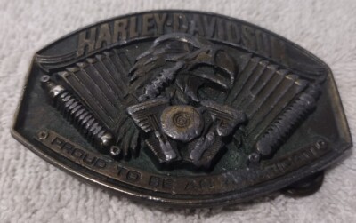 Vintage Harley Davidson Proud to be an American Belt Buckle 