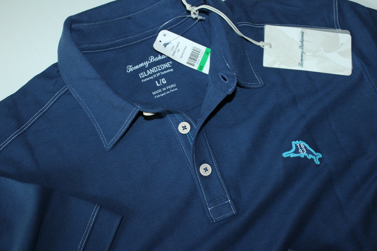 Tommy Bahama Polo Shirt Passport to Paradise NYC City Blue SS New Large L eBay