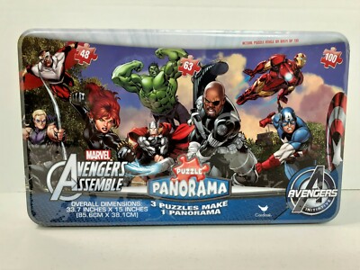 Marvel Avengers Assemble 3 Puzzles Make 1 Panorama Puzzle NEW