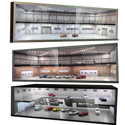 Diorama 1/64 Car Parking Lot Model LED Lighting Showroom Scene Display Model Toy - Picture 3 of 62