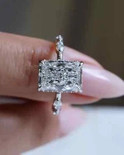 3.00Ct Radiant Cut Lab Created Diamond Engagement Ring In 14K White Gold Finish