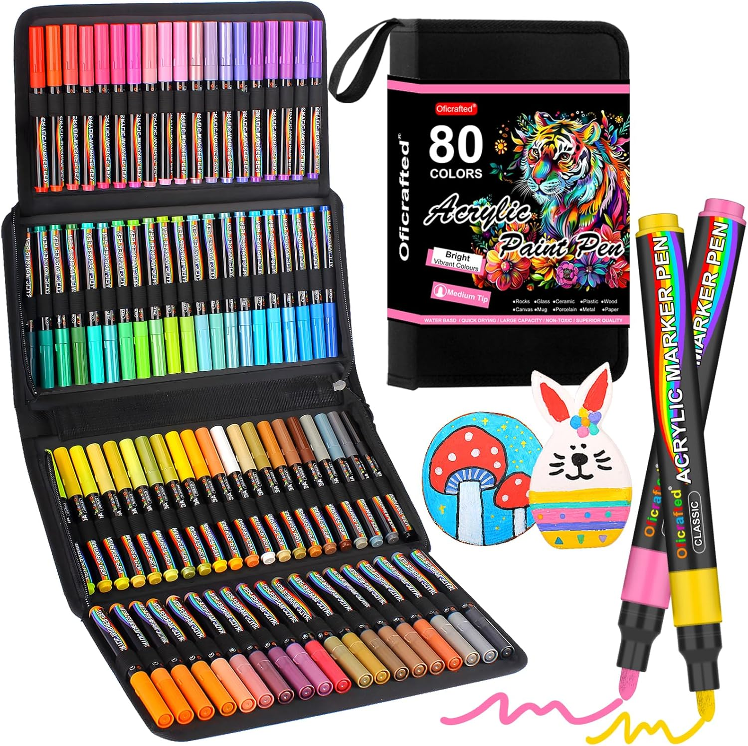 80 Colors Acrylic Paint Pens, Premium Acrylic Paint Markers, Paint Pens & Paint