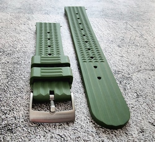 Genuine FKM Rubber Waffle Watch Strap Band Retro Divers Waterproof 20mm 22mm UK - Picture 39 of 50
