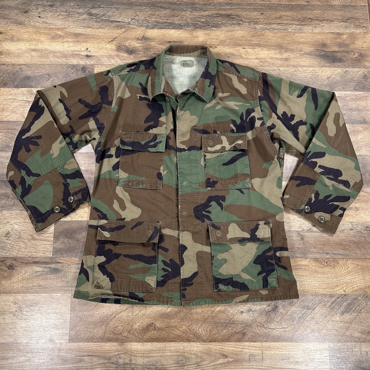 US Military Jacket Mens Medium Green Woodland Camo Army Surplus