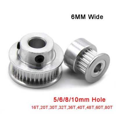 GT2 6mm Timing Belt Tooth Drive Pulley 16 20 30 32 36 40 48 60 80 Bore 5 6 8 10