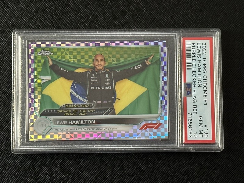 2022 Topps Chrome F1 Lewis Hamilton 190 Purple Checker Refractor /199 PSA 10 