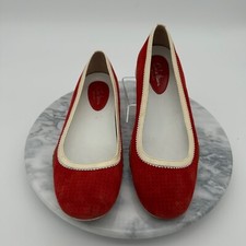 Cole Haan Ballet Flates Womens Size 8AA Red Suede White Suede Leather