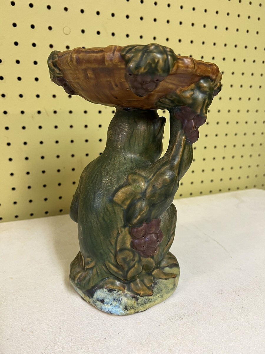 Vintage Ceramic Monkey w/Basket on Head W/Grapes 9