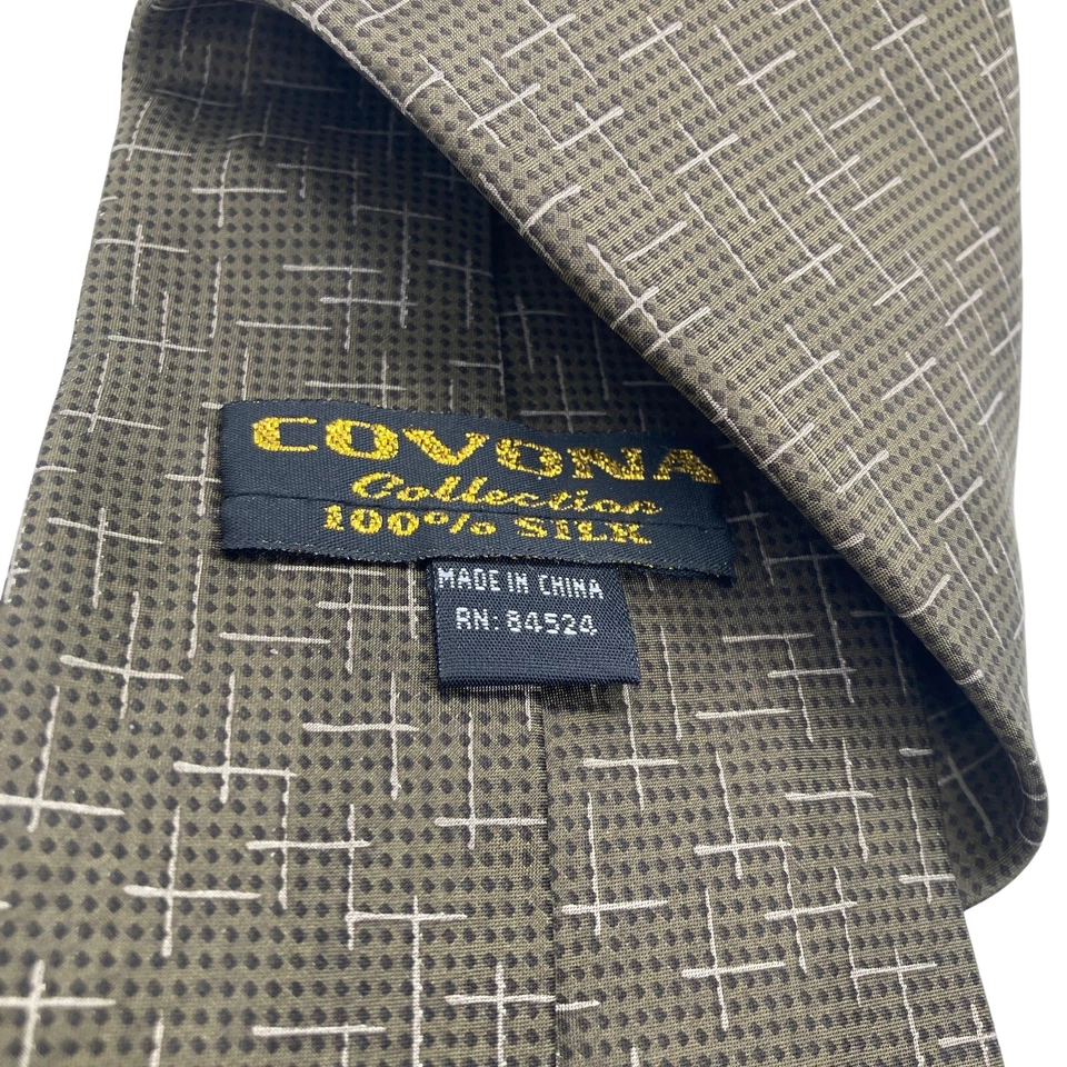 Corbata Covona Hombre 100% Seda Patrón Cruz Marrón Foto 2 de 4