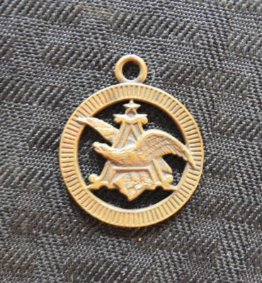 C.1920 Vintage Messing Anheuser Busch BUDWEISER Uhr Fob Schlüsselanhänger RAR
