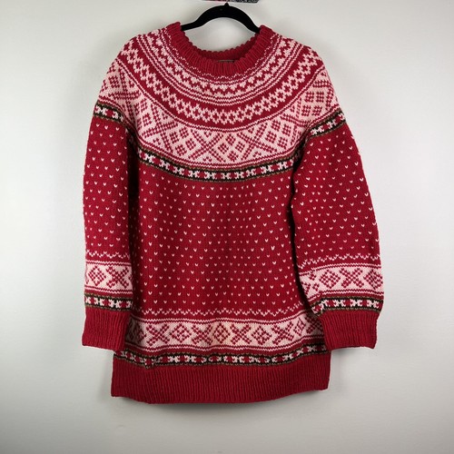Sundt of Bergen Large Red Green Wool Handknit Holiday Fair Isle Nordic Sweater eBay