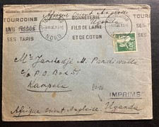 1936 Tourcoing France Slogan Cancel Cover To Kampala Uganda British KUT