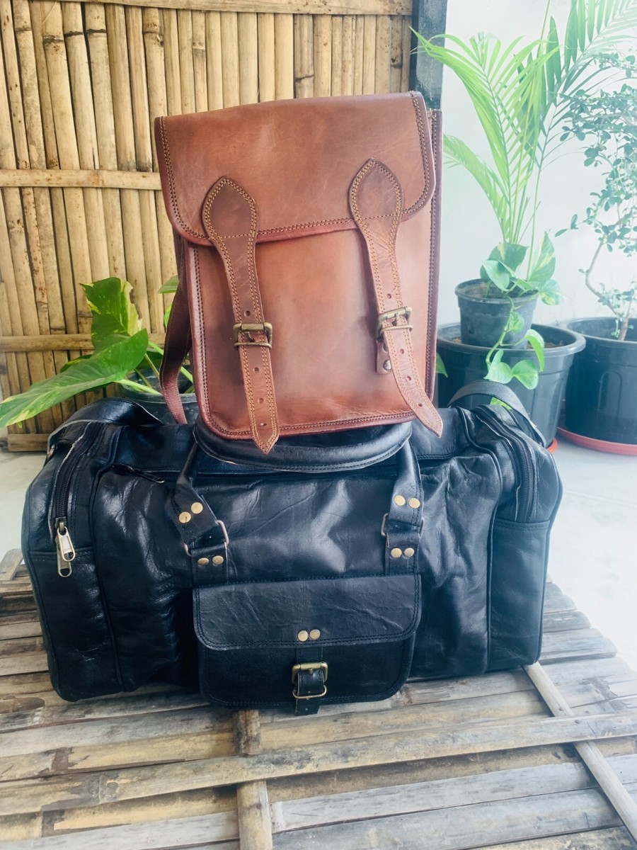 Sac à bagages de voyage en cuir pour le week-end et la nuit, sac