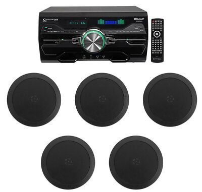 DV4000 4000w Bluetooth Home Theater DVD Receiver+5) 5.25'' Black Ceiling Speakers