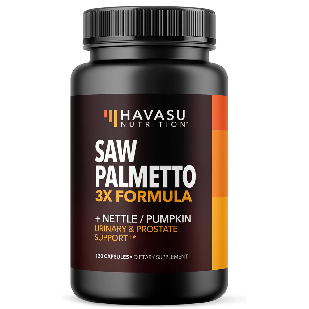 Suplemento de próstata Saw Palmetto para hombres | Fórmula 3X con ortiga y bombeo