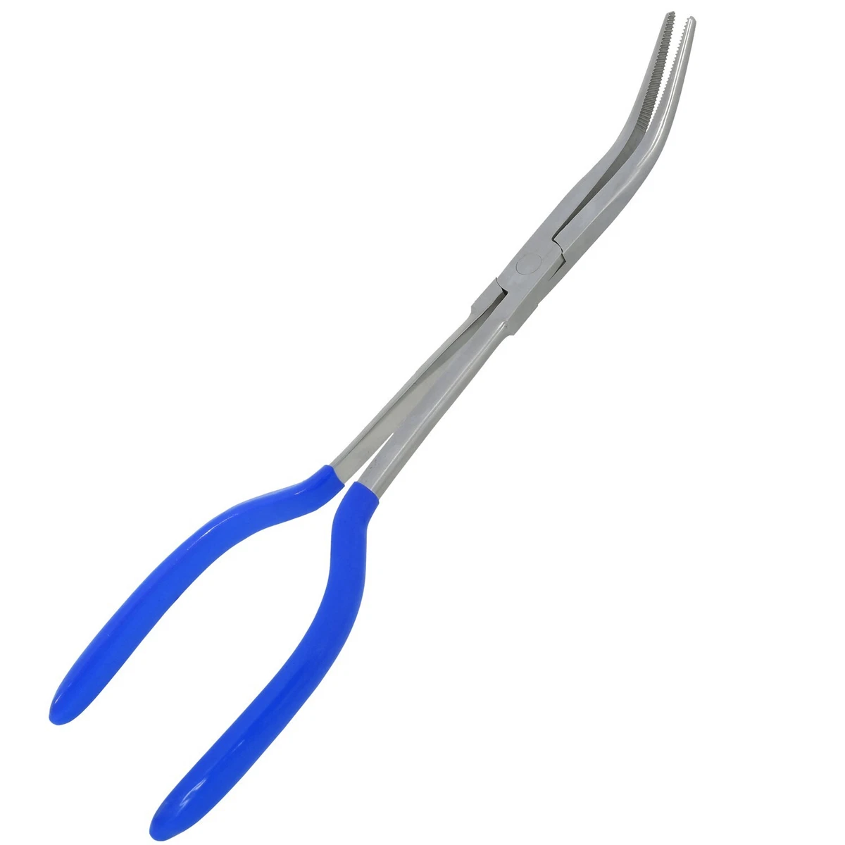 11 Long (Angle ) Needle Nose Plier Extra long Reach w/ Soft Grip Blue  PL-059