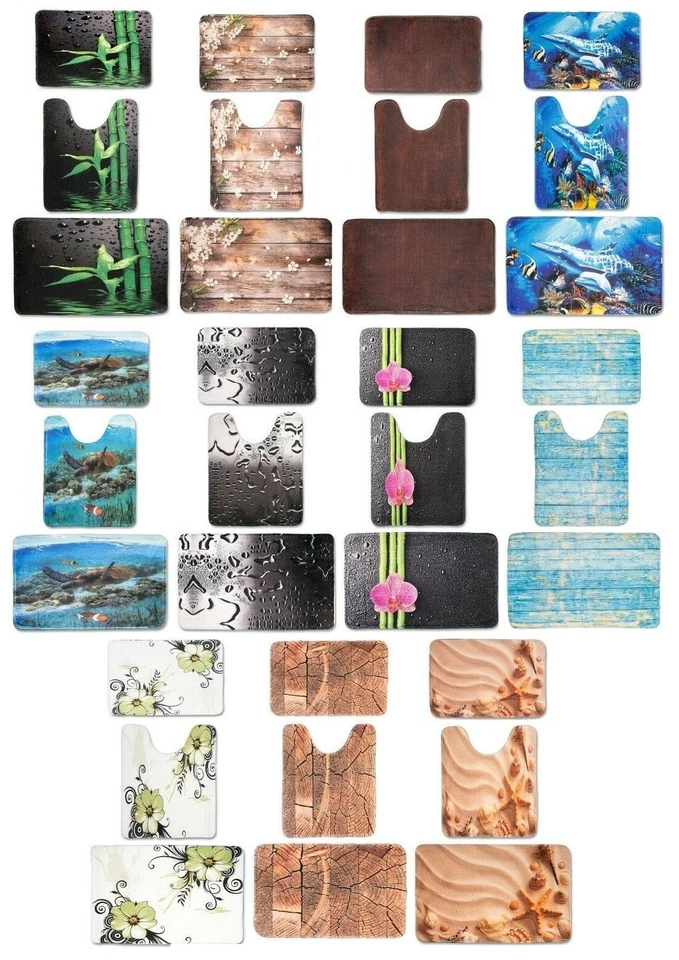 3tlg Badeset Badgarnitur Badteppich Badematte Dusche WC Vorleger Teppich  - Bild 2 von 2