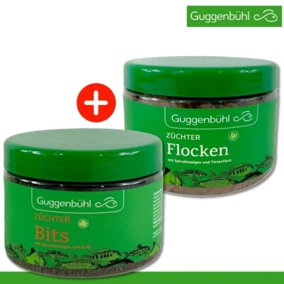 Guggenbühl Set je 500 ml Züchter Flocken und Züchter Bits Fische Aquarium
