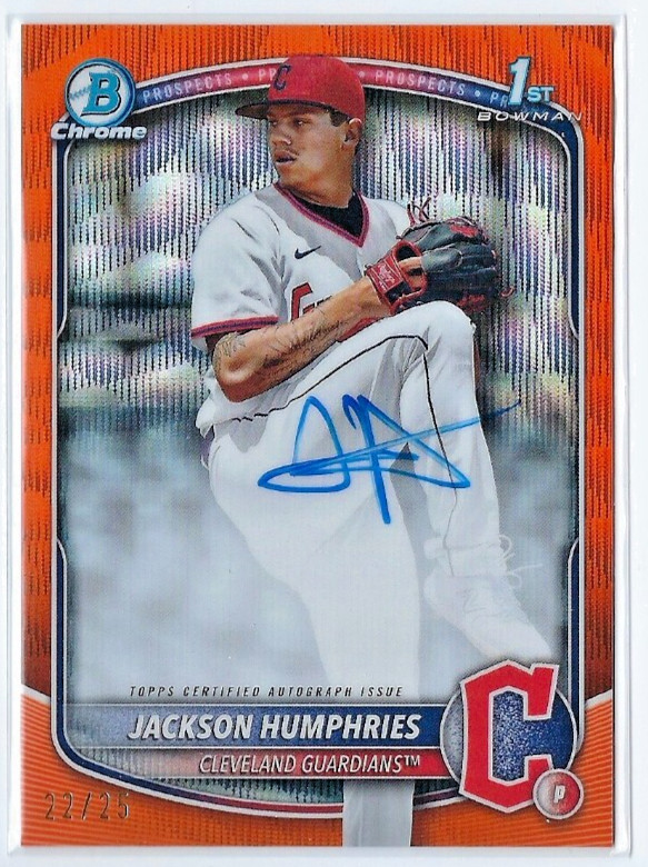 2025 Bowman Chrome Orange Wave Refractor 1st Auto Jackson Humphries #'d 22/25