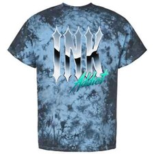 NEW InkAddict UNISEX CHROME INK Tee Shirt TIE DYE BLUE/BLACK SM-2XL MADE IN USA