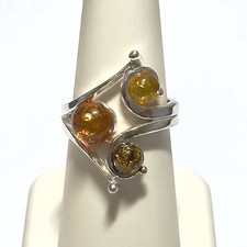 Authentic Baltic Amber 925 Sterling Silver Ring Jewelry s.6 JY3567