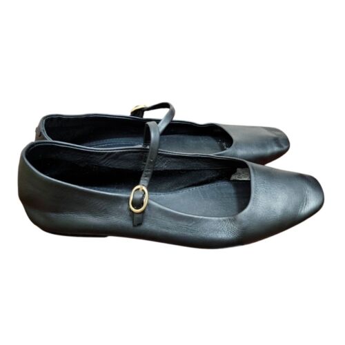 Zara black Buckle Leather Ballet Flats Shoes Size EU 38/US 7.5 - Picture 3 of 12