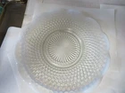 Vintage Moonstone Hobnail Opalescent White Ruffled Edge Glass Plate  10.75”
