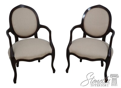 63505EC: Pair Medallion Back Upholstered Open Armchairs