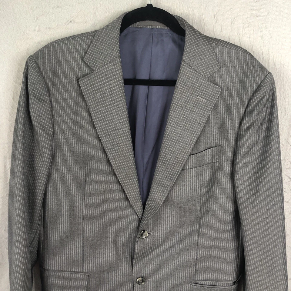 Blazer SuitSupply Para Hombres 40R Gris Rayas 100% Lana Super 110s Chaqueta Perenne Foto 2 de 4