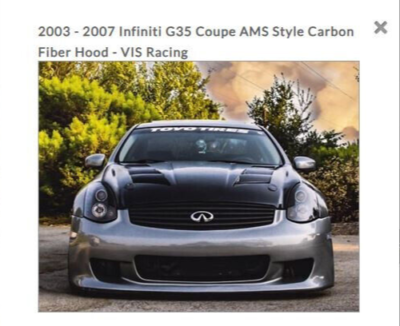 2003-2007 Infiniti G35 2dr Carbon Fiber Hood For Vis Racing Sports