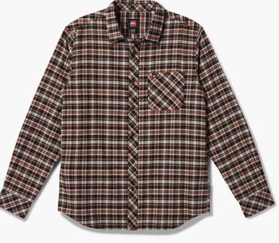 New Quicksilver Men's Classic Fit Legends Flannel Shirt Black Orange Plaid L