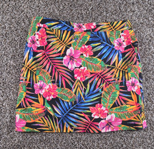 Rafaella Women's Sz L Stretch Skort black-multi tropical floral print Golf NEW