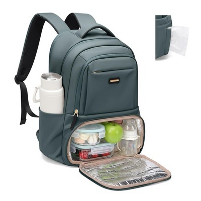 Lunch Backpack 16 Inch Laptop Backpack with Insulated Cooler Food Bag Green