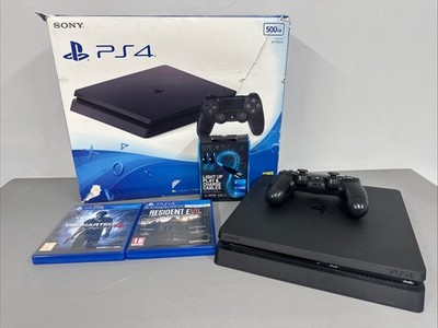 Sony PlayStation 4 PS4 Slim 500GB Jet Schwarz Spielekonsole Bundle mit 2 Spielen