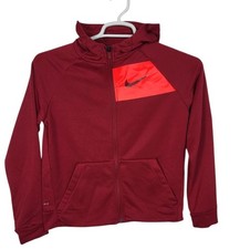NIKE Dri-Fit Kids Burgundy Red Zip-Up Hoodie Sweatshirt Sweater Size Large