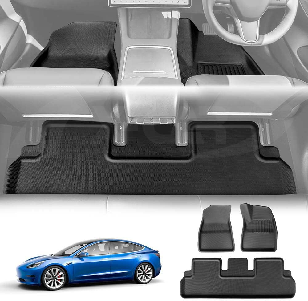 X-CAR All Weather Anti-Slip XPE Floor Mats for Tesla Model 3 Carpets Front &