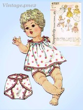 1960s Vintage Simplicity Sewing Pattern 4727 12 In Tiny Tears Baby Doll Clothes
