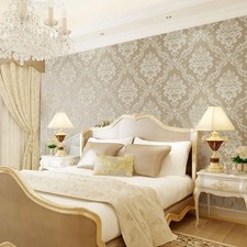 9.5m Luxury CoffeeGold Embossed Floral Damask Glitter Wallpaper 3D Textured Roll