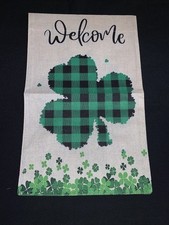 Welcome St Patrick  s Day Garden Flag Burlap Double Sided