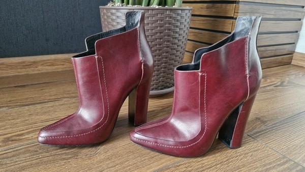 Women Alexander Wang Booties Burgundy Leather 37