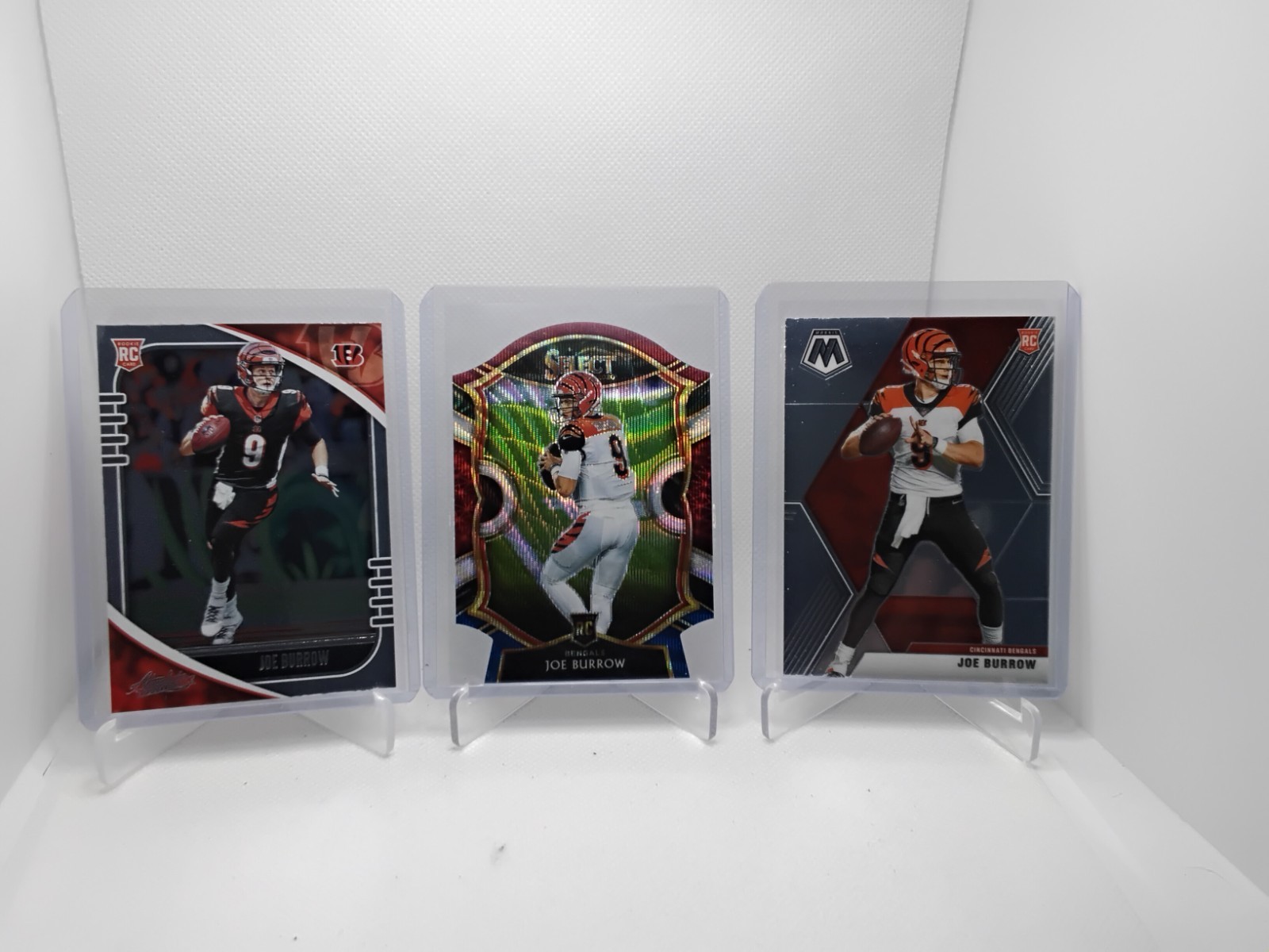 2020 Joe Burrow Select Tri Color Die Cut Concourse + Mosaic + Absolute Rookie
