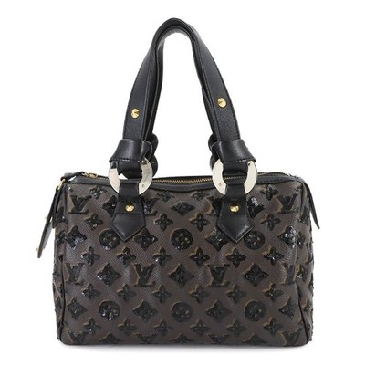 LOUIS VUITTON Monogram Eclipse Speedy 30 Hand Bag Brown Black M40243 90306334