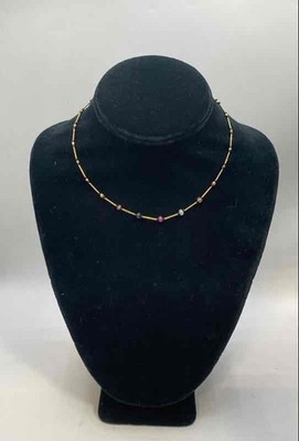 14 Karat Gold verschiedene Edelsteine Halsreif 4,4 g